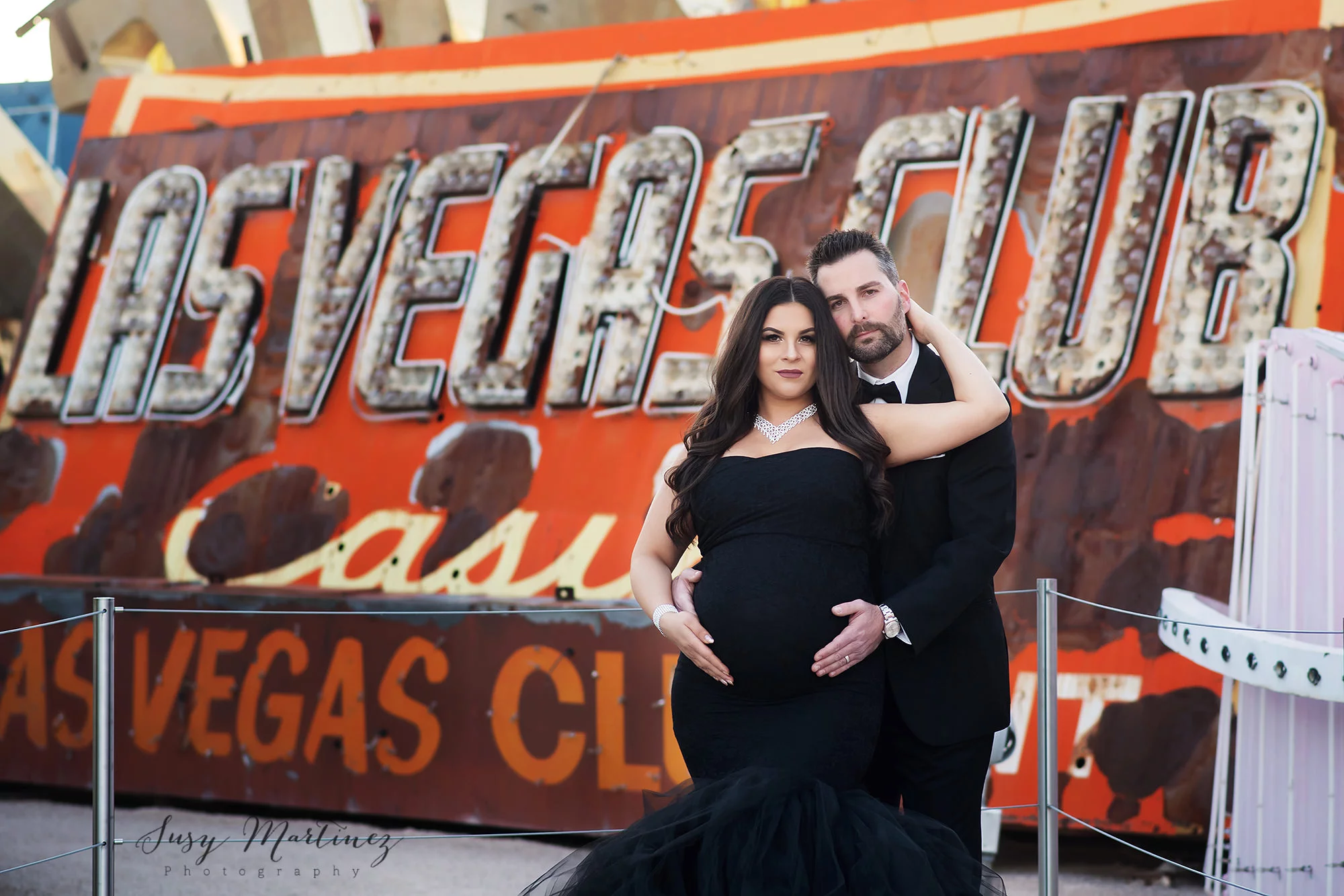dramatic Neon Boneyard maternity session with Susy Martinez Photography