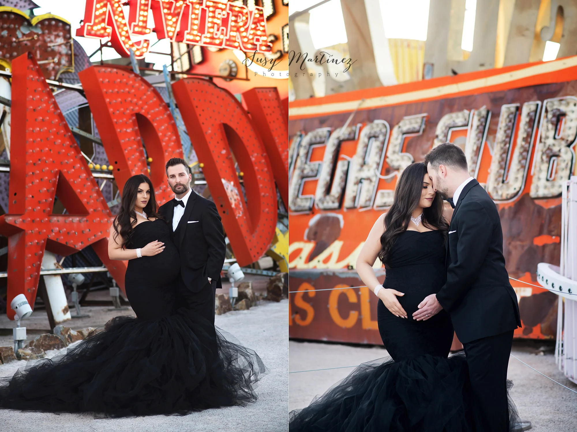 dramatic Neon Boneyard maternity session with Susy Martinez Photography