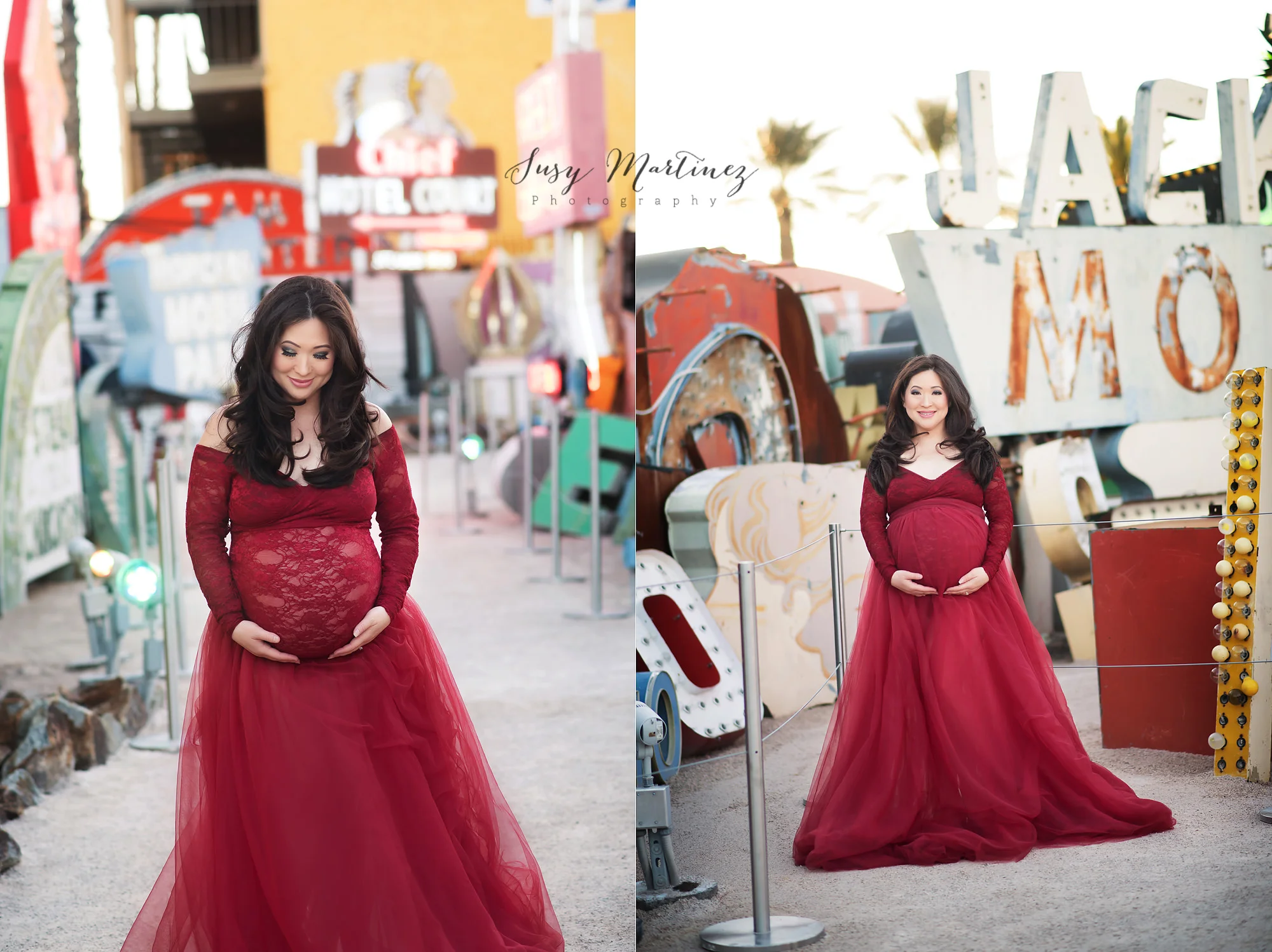 Susy Martinez Photography captures maternity portraits in Neon Boneyard
