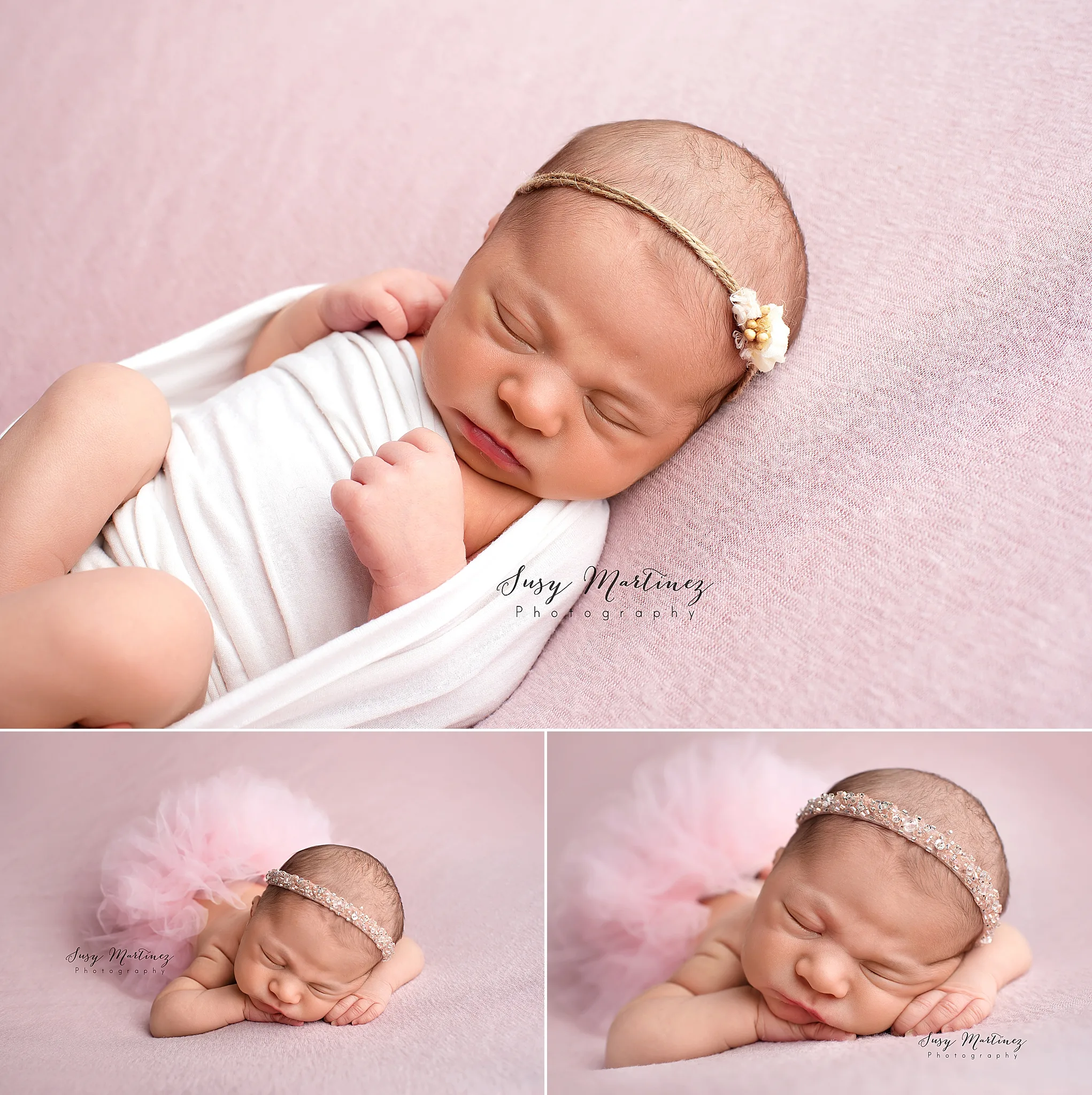 elegant studio newborn session for baby girl in Las Vegas