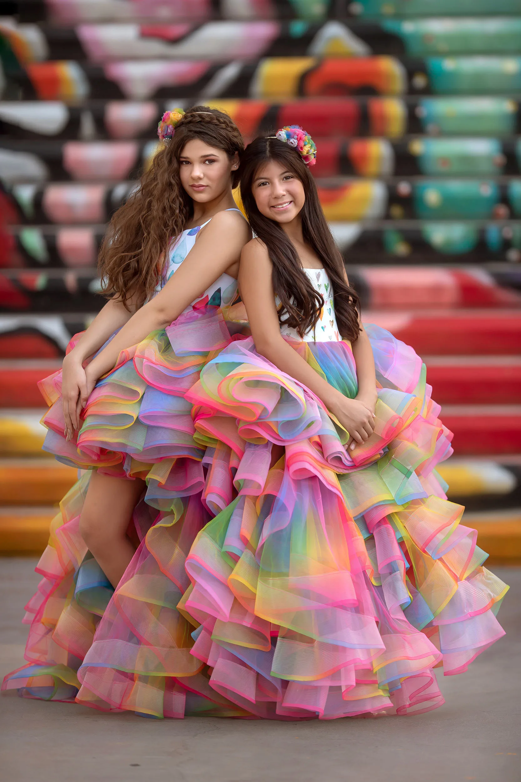 fine art childrens photographer las vegas rainbow ball gown