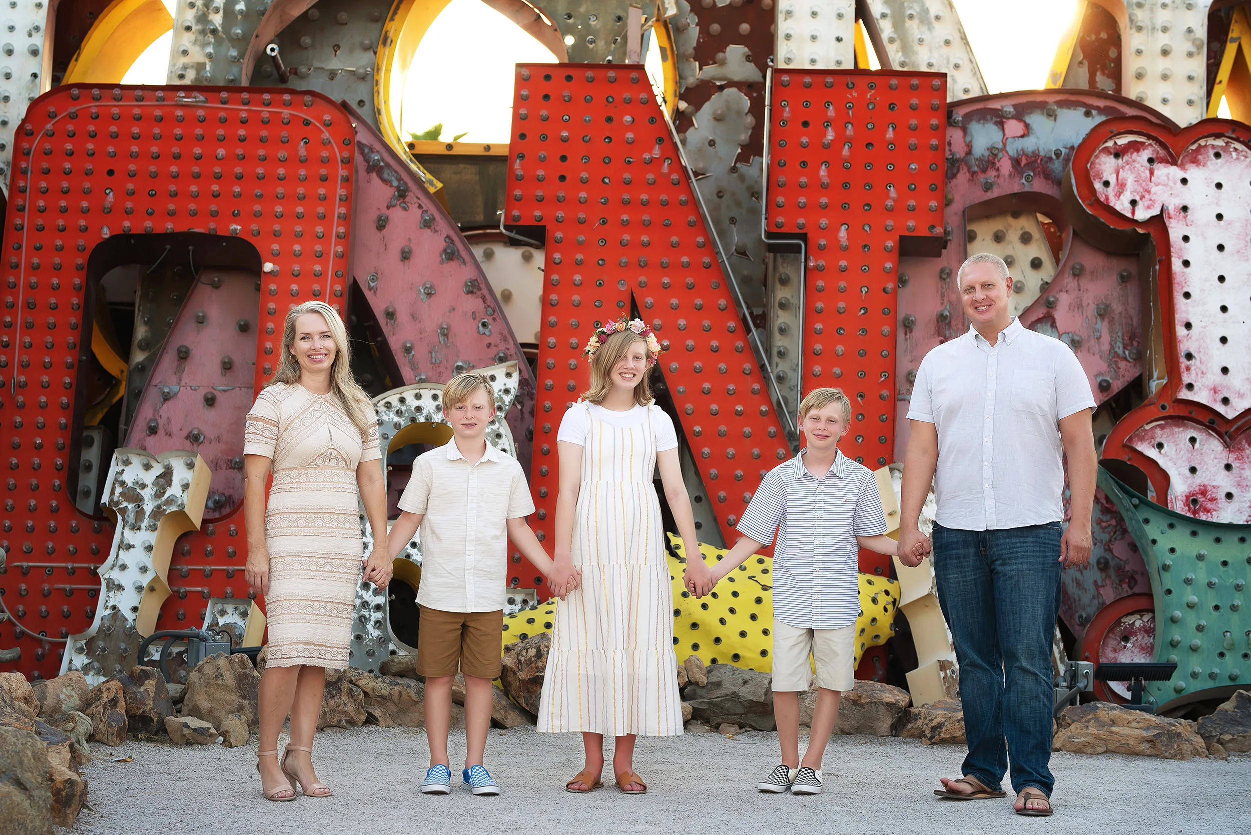 las vegas family photographer neon boneyard