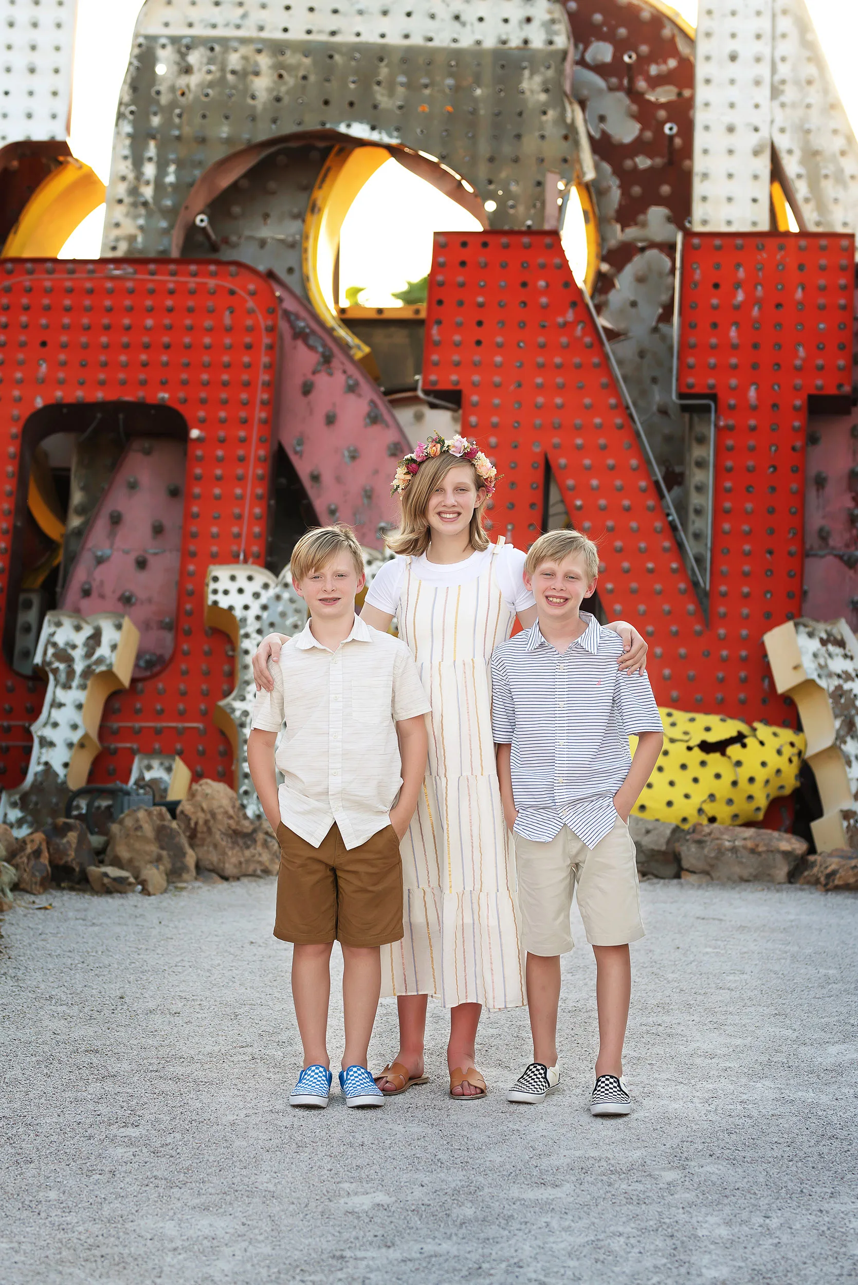 las vegas family photography neon boneyard