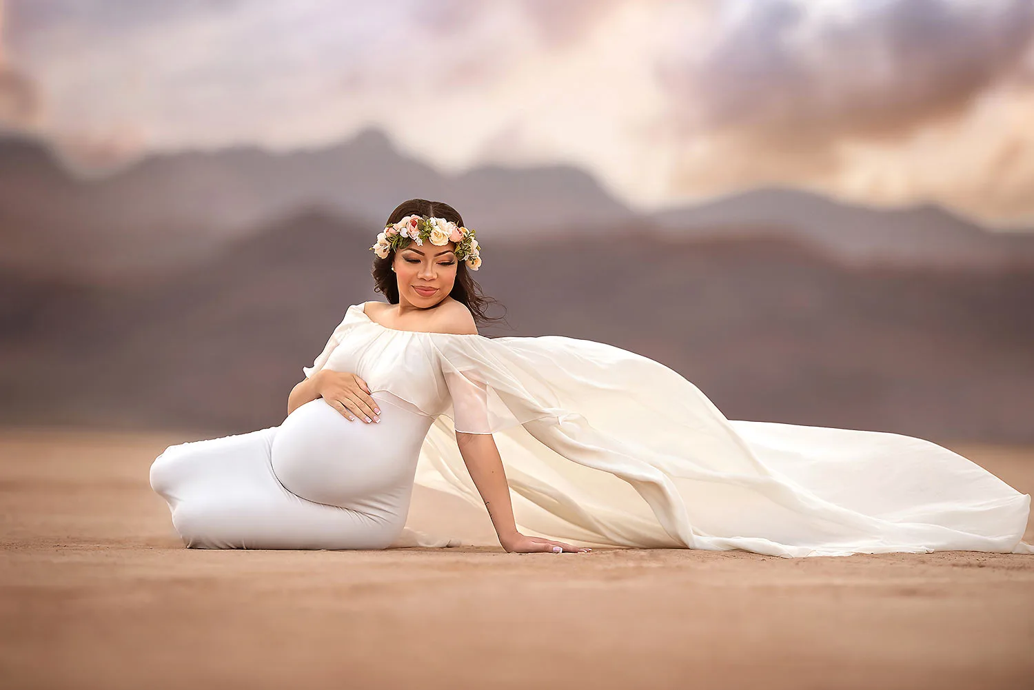 las vegas maternity photographer dry desert lake bed