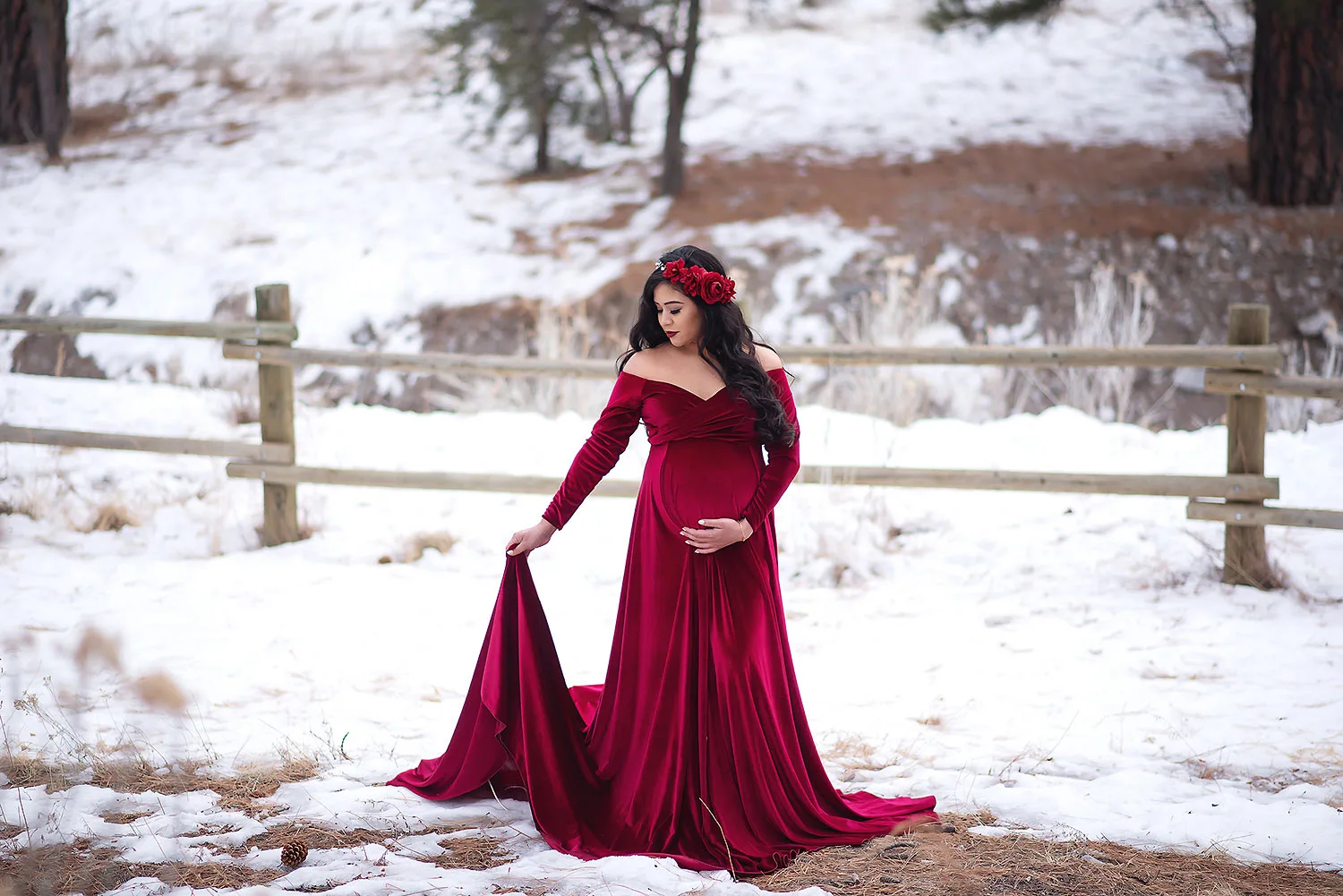 las vegas maternity photographer snowy outdoor session
