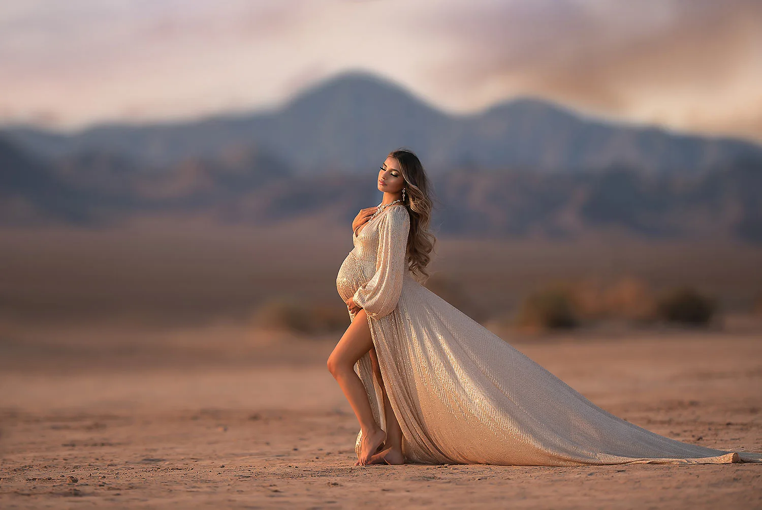 las vegas maternity photos dry desert lake bed
