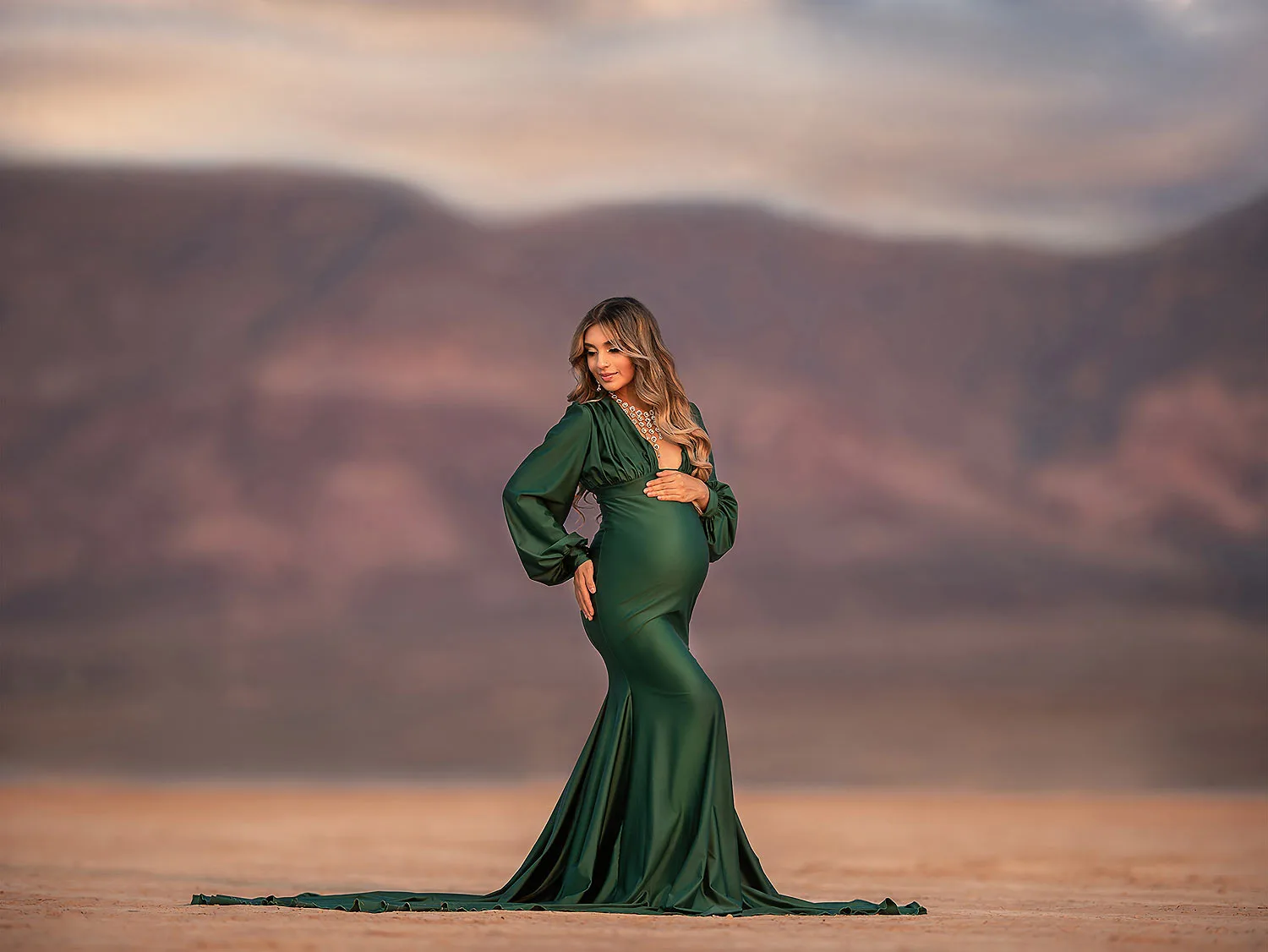 las vegas maternity portraits dry desert lake bed