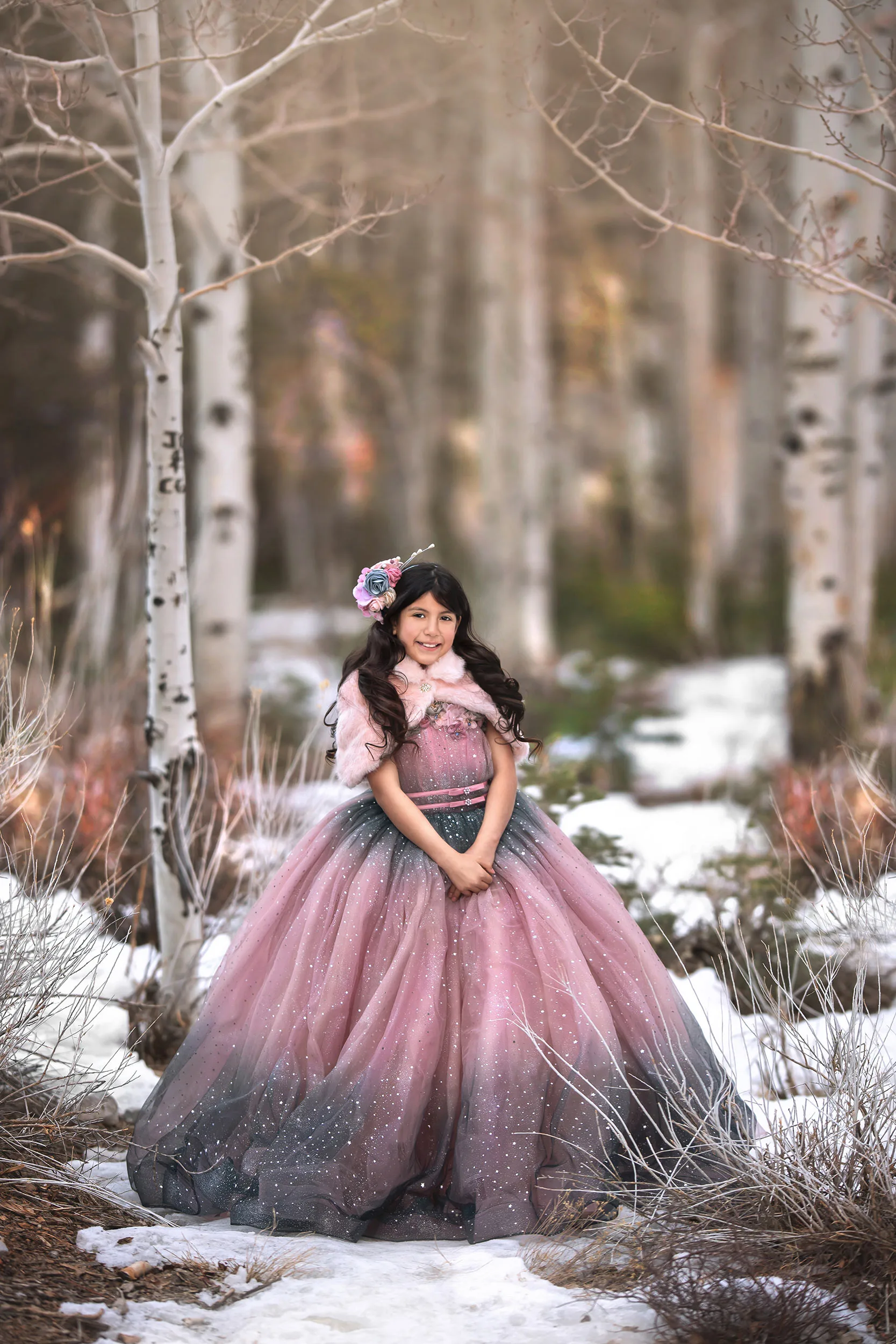 las vegas princess couture photo session in the snow