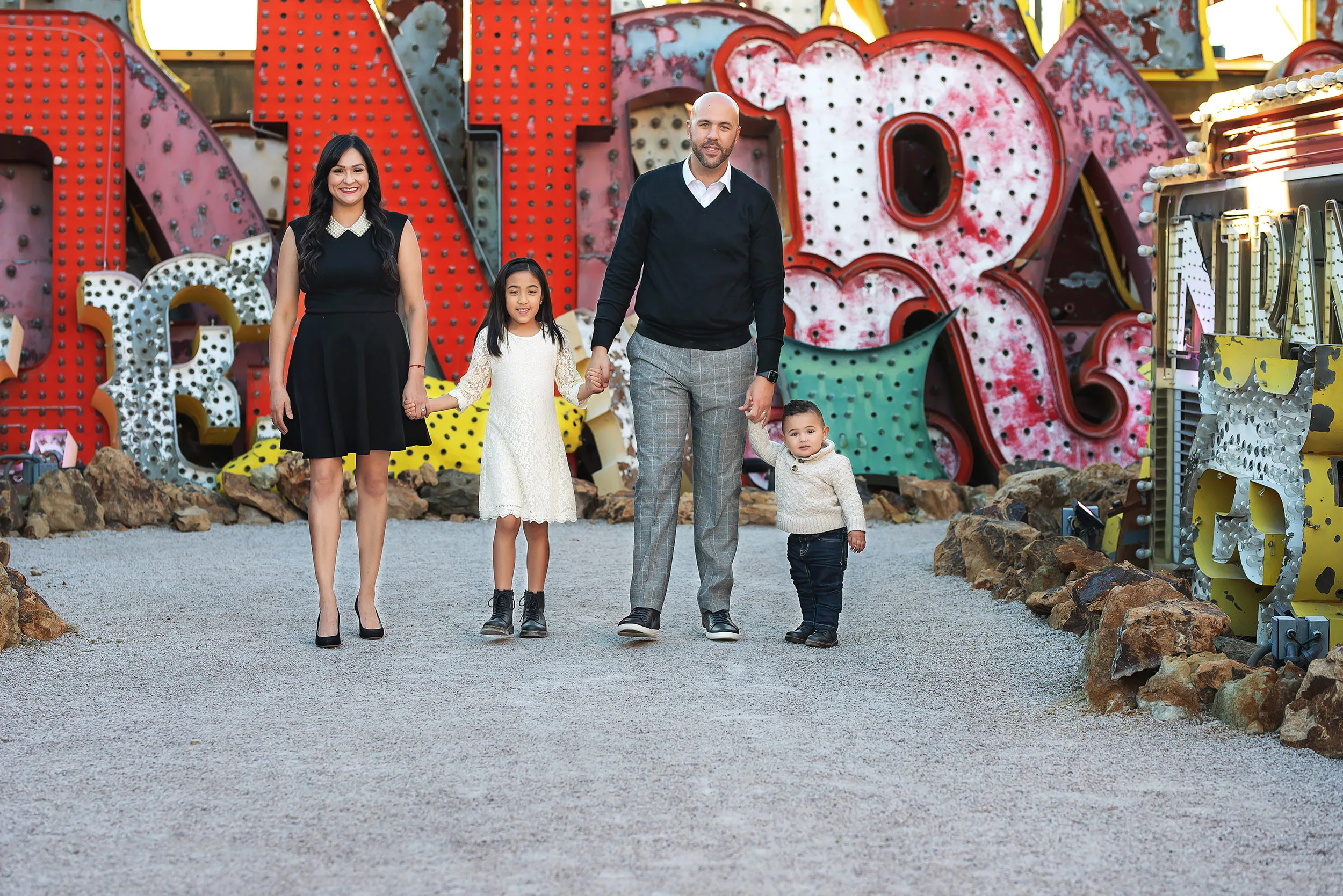 neon boneyard family photography las vegas
